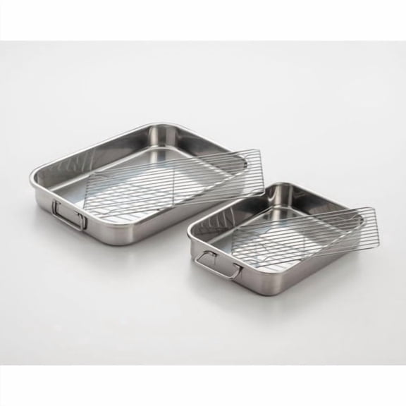 Cook Pro 12'' Excel Steel Stainless Steel Lasagna and Roasting Pan with Rack