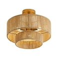 thumbnail image 5 of Boho Light Fixtures Ceiling,15" Bamboo Ceiling Lighting Retro 3-Tier Rattan Flush Mount Ceiling Light for Living Room Bedroom, 5 of 11