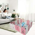 thumbnail image 5 of Kids Bedroom Furniture 16+2 Panel Baby Playpen, Foldable Playard for Baby and Kids, Adjustable Shape Play Fence with Safety Lock Gate (Pink+White,16+2 Panel),Baby Cribs, 5 of 8