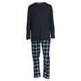 thumbnail image 6 of Hanes Men's and Big Men's Comfortsoft Long Sleeve Crew and Cotton Flannel Pajama Pants Set, 2-Piece, 6 of 6