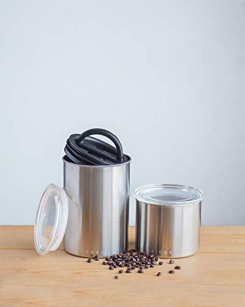 Airscape Stainless Steel Coffee Canister | Food Storage Container | Patented Airtight Lid | Push Out Excess Air Preserve Food Freshness (Small, Matte White)