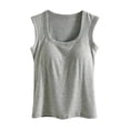 thumbnail image 5 of Square Neck Camisole Tank Top with Built In Bra Pads Wirefree Seamless Design Everyday Layering Vest Beaded Women Crop Cam, 5 of 8
