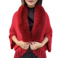 thumbnail image 5 of Eoperou Women Winter Shawl Tassel Thicken Solid Color Cardigan Knitted Keep Warm Artificial Hare Fur Elegant Banquet Shawl for Shopping, 5 of 8