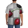 thumbnail image 3 of Lsque Cherries laid print Men's Cuban Collar Short Sleeve Shirt Summer Beachwear Casual Button Down Fashionable Vacation Leisure Shirt-XX-Large, 3 of 7