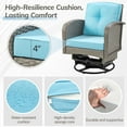 thumbnail image 5 of 3-Piece Outdoor Swivel Rocker Chairs, 360° Patio Rattan Wicker Swivel Rocking Chair Set with Thickened Cushions and Glass Coffee Table, Max Weight 360 LBS, Light Blue, 5 of 8