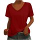 thumbnail image 3 of Camiseta para mujer,Blusa tipo túnica de manga corta con cuello en V para mujer, corte holgado, mezcla de poliéster y elastano, ropa informal, sopatenor, 3 of 9