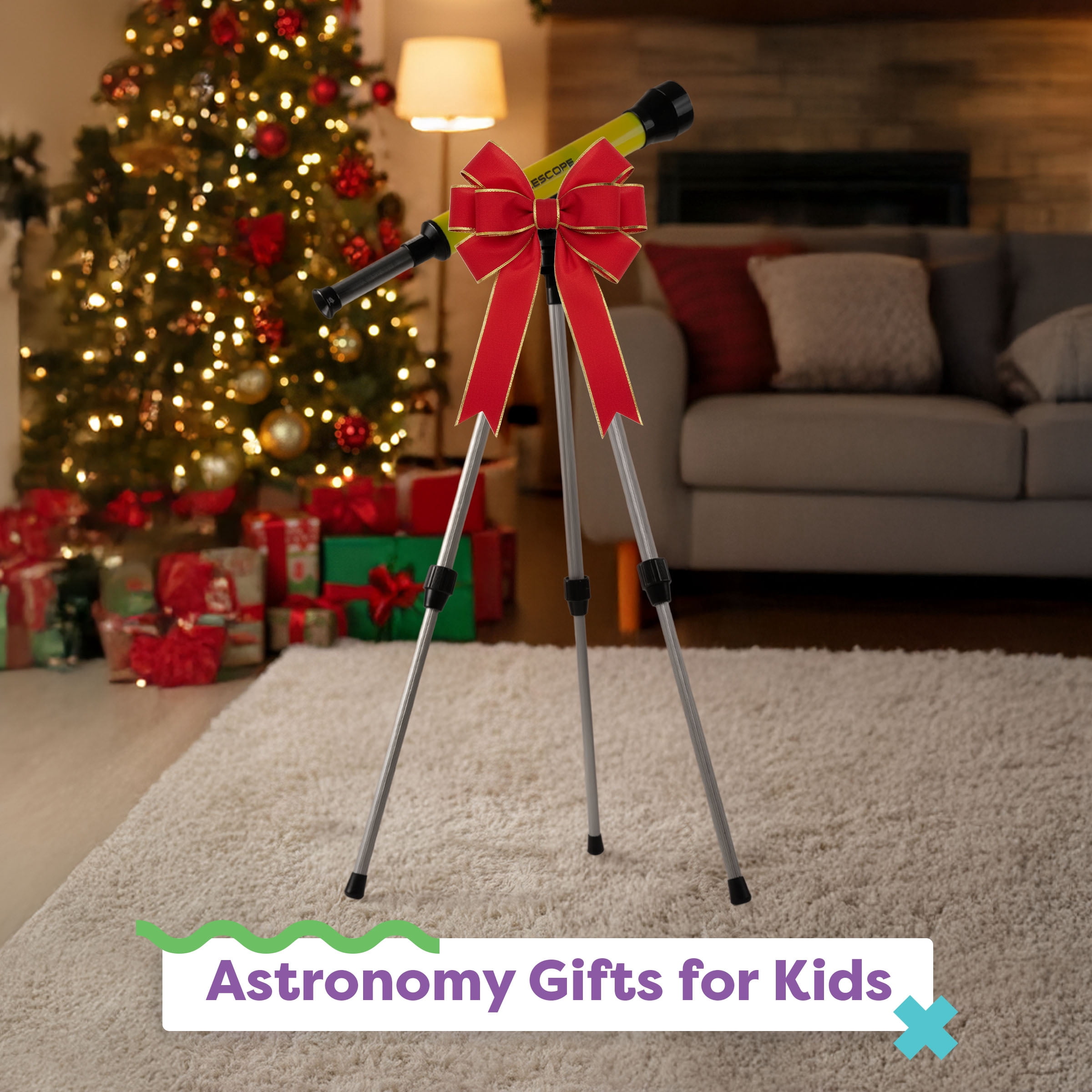 Hey Play Kids' 40mm Telescope with Adjustable Tripod and 30x Magnification