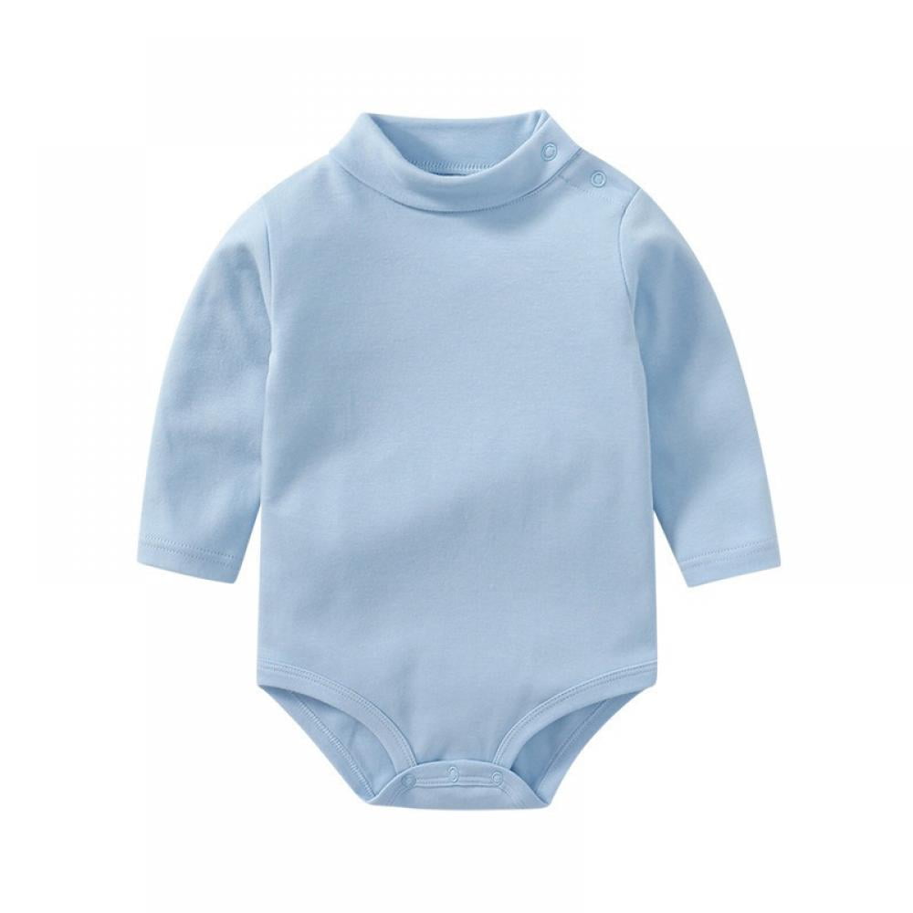 Infant Baby Boys Girls Long Sleeves Thermal One-Pieces Turtle-Neck Baby Bodysuit 