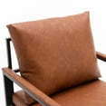 thumbnail image 5 of Modern PU Leather Accent Chair with Extra-Thick Padded Backrest and Seat Cushion,Armchairs Single Sofa with Durable Square Metal Frame,Orange, 5 of 7