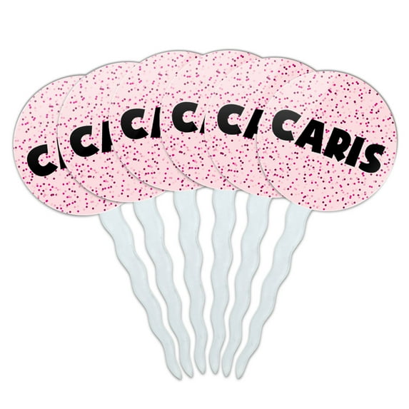 Caris Cupcake Picks Toppers - Set of 6 - Pink Speckles