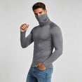 thumbnail image 5 of Mens Sports Athletic Shirt Stretch Turtleneck Long Sleeve Slim Fit Gym Training Muscle Tee Undershirt, 5 of 7