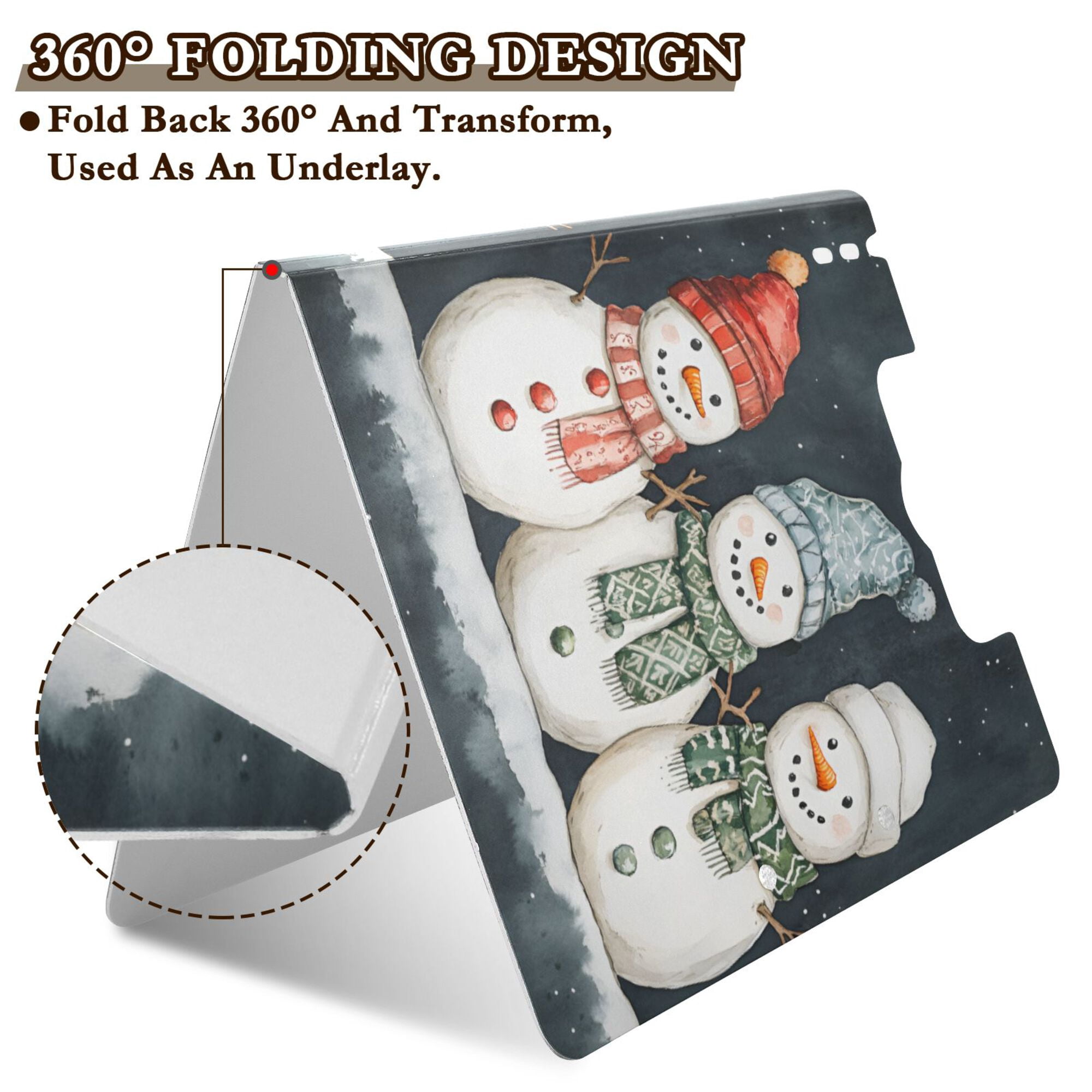 FORMRS A4 Clipboard Folder with Pen Holder Horizontal Foldable School Office Binder, Green Snowmen
