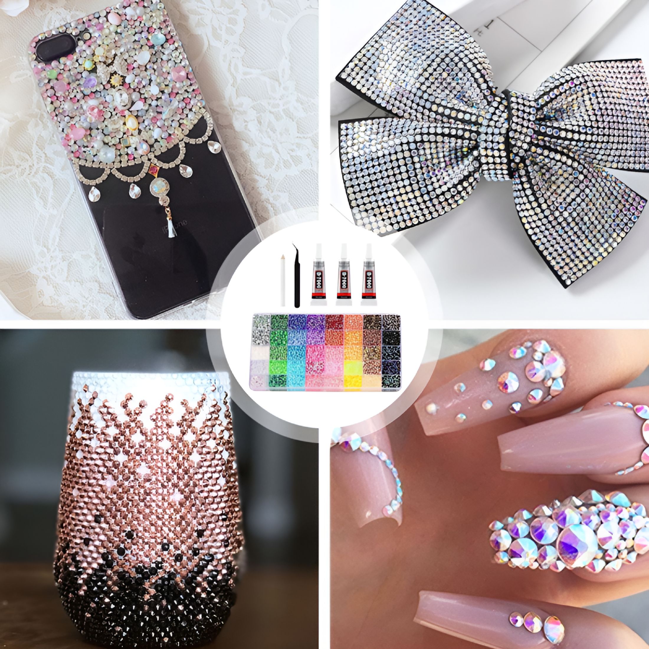 ACDANC Resin Jelly Rhinestones Set for Bedazzling, Multicolor Flatback Gems for Diamond Art, Bedazzler Kit with 3Pcs Jewelry Glue, 1 Pcs Tweezers, 1 Pcs Pickup Pen for Nail Art Crafting Book Makeup