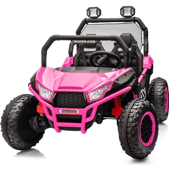 Hikiddo 24V 10Ah Ride on Toy, 4WD 2-Seater Electric Ride on Car UTV for Big Kids with Remote, 4*200W Motors - Pink