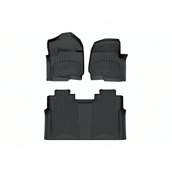 WeatherTech FloorLiner HP Custom Fit Floor Mats compatible with 2023-2024 Ford Super Duty - 1st & 2nd Row, Black
