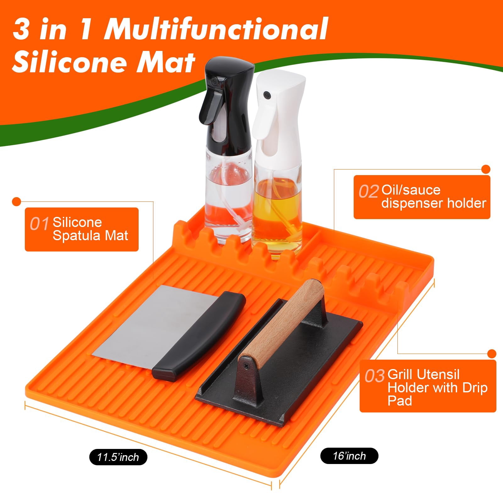 Griddle Cleaning Kit For Blackstone- Includes Large Silicone Tool Mat  Scraper Bricks Scouring Pads With Handle Tools Accessories Blackstone Flat Top Grill