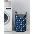 thumbnail image 3 of Abstract Laundry Bag, Repeated Vertical Arrangement of Round Blots Modern Shapes in Monotone, Basket with Handles Drawstring Closure for Laundromats, 13" x 19", Blue Coconut Seafoam, by Ambesonne, 3 of 4