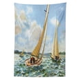 thumbnail image 3 of Ambesonne Vintage Boat Tablecloth Rectangular Table Cover, Sailing Wavy Sea, 60"x84", Multicolor, 3 of 4