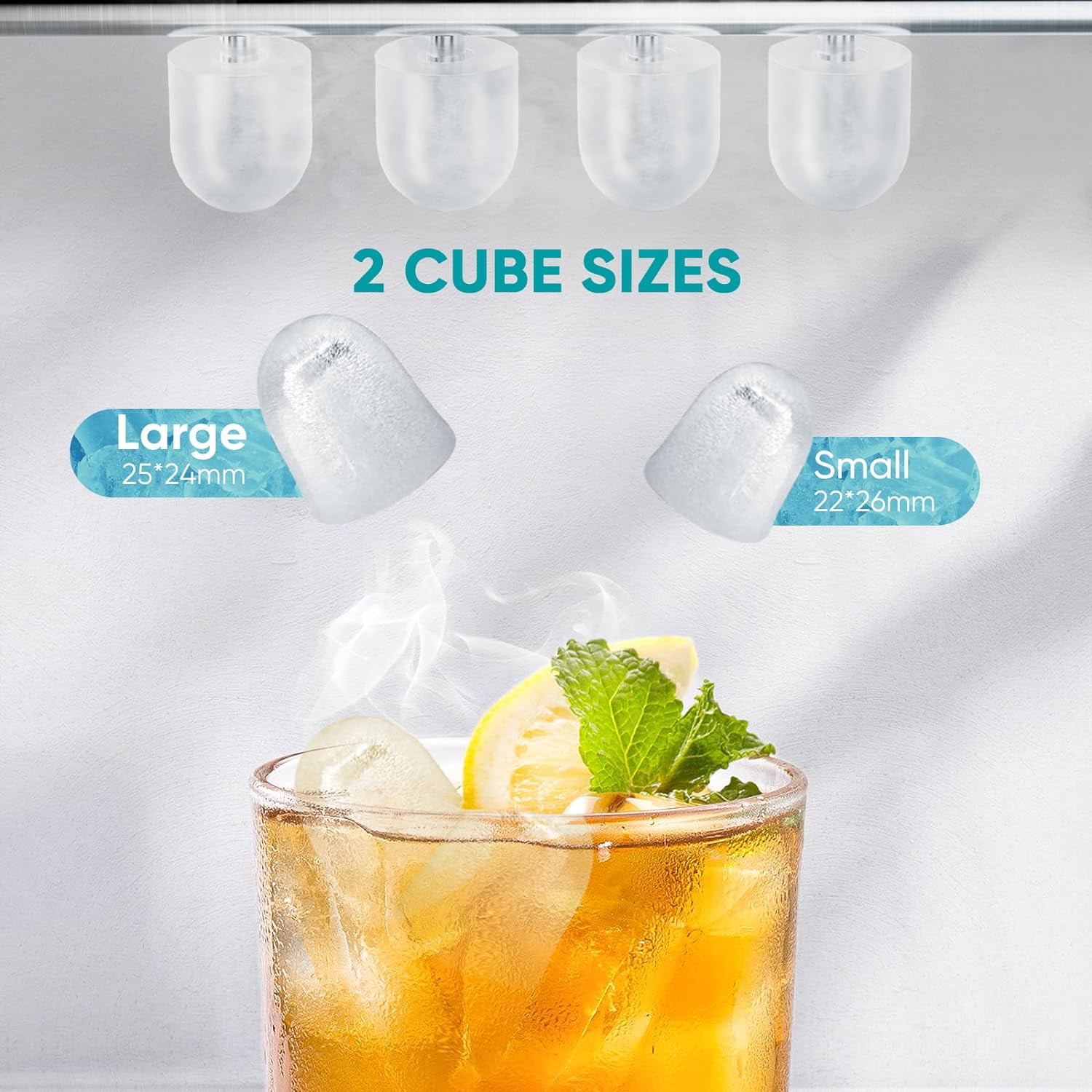 Countertop Ice Maker Machine, 9 Bullet Ice Cubes/6Min, 26 lbs/24H, Self-Cleaning Portable Ice Maker Machine, 2 Sizes Bullet Cubes Makers, Black