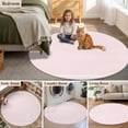 thumbnail image 6 of 7ft Washable Round Rug, Stripes Non-Slip Circle Area Rug for Living Room Dining Room, Abstract Pink Geometric Simple Indoor Floor Mat for Home Decor, 6 of 9