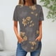 thumbnail image 2 of Tops de Verano de Mujer Suelto Ajuste, Impresión Casual Cuello Redondo Suelto con Manga 3/4 Hecha de Cómodo Estante de Imitación para el Uso Diario, Tops de Moda de Mujer, 2 of 3