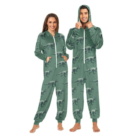 Adult Christmas Onesie Velociraptor Adult Zipper One-Piece Pajamas Unisex Pajamas with Pockets