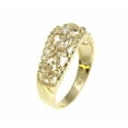 thumbnail image 4 of Yellow gold plated 925 sterling silver 5 Hawaiian plumeria flower cz ring curve style Size 3.5, 4 of 5