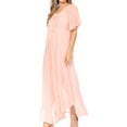 thumbnail image 3 of Sakkas Egan Long Embroidered Caftan Dress / Cover Up With Embroidered Cap Sleeves - P-Peach - One Size Regular, 3 of 5