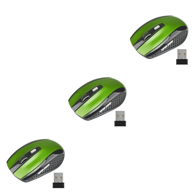 jesticaly Computer 2.4Ghz Wireless Optical Mouse Quick Speed Low Latency 6 Buttons Plastic Gaming Mice Desktop PC Portable Green 3Set