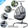 thumbnail image 3 of High Quality Outdoor Indoor Black color PE Wicker Swing Egg chair with Antracite Color Cushion And Black Color Base, 3 of 9