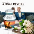 thumbnail image 4 of JAGASY Cat Memorial Urn for Ashes for Mother, Teal Blue Small Urns for Human Ashes Keepsake, Ocean Sunset Grassy Cliff & Yellow Blue Sky Decorative Urns for Couple, Mini Urn for Father, (3 Inch), 4 of 7