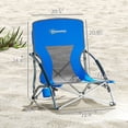 thumbnail image 3 of Set of 2 Folding Beach Chairs with Mesh Back, Carry Bag and Cup Holder for Outdoor Camping Lawn Sports Picnic Dark Blue, 3 of 12