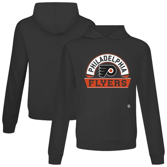 Men's Levelwear Black Philadelphia Flyers Relay Banner Arch Pullover Hoodie