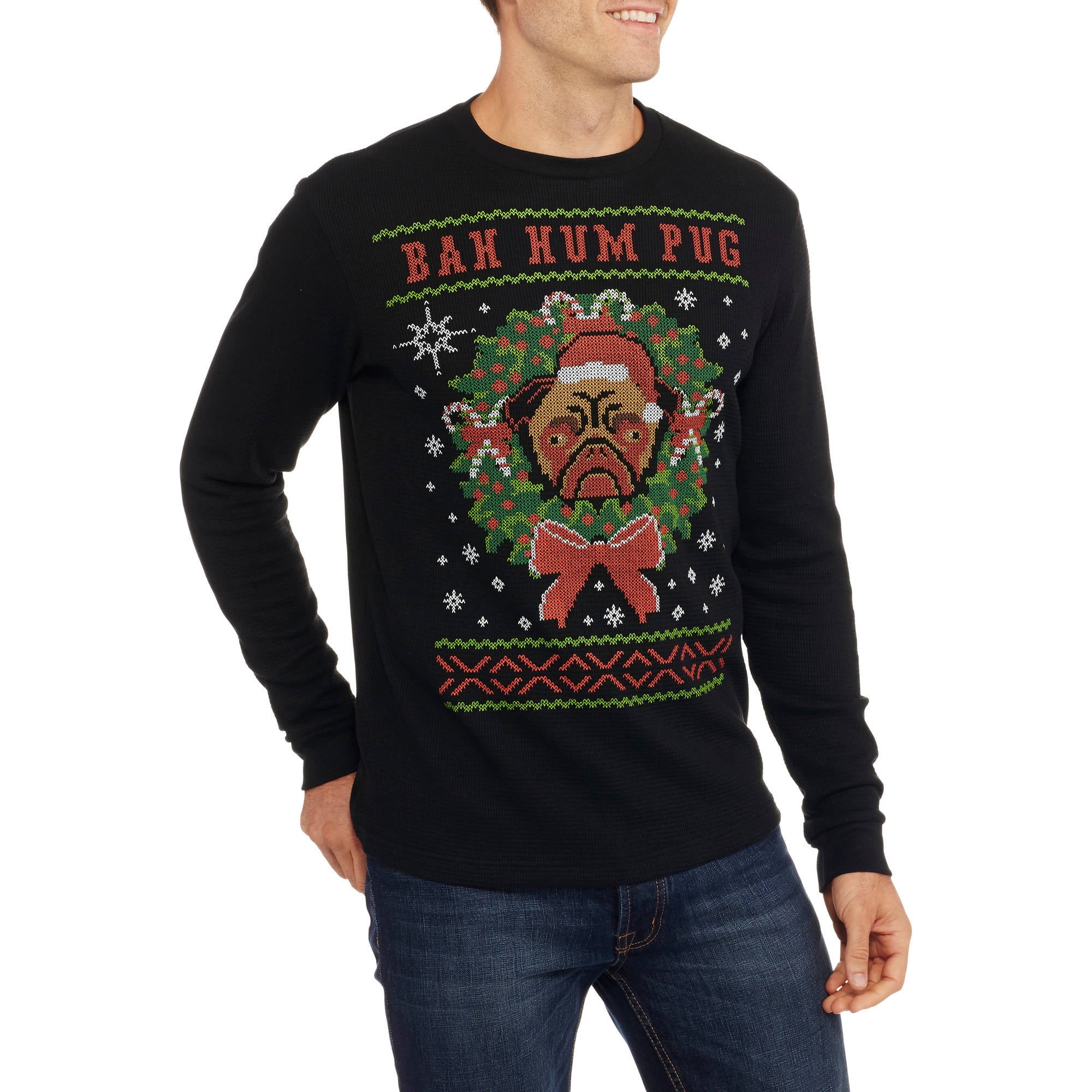 Holiday - Bah Hum Pug Men's Graphic Christmas Thermal - Walmart.com ...