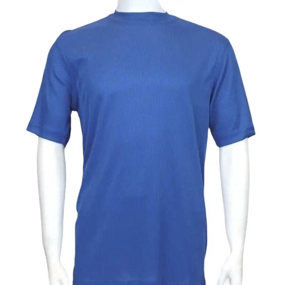 Men Dressy T-Shirt Log-In Uomo Crew Neck Silky Short Sleeves 218 Royal blue