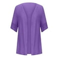 thumbnail image 4 of felwors Cardigans for Women Plus Size Casual Short Sleeve Open Front Dressy Gauze Cover Up Work Office Wear Dark Purple, XL, 4 of 6