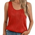 thumbnail image 4 of LYEAA Women's Summer Tank Tops No Sleeve Plus Size Sleeveless Crew Neck Summer Loose Casual Tee Shirts Solid Flowy Beach Elegant Pullover Vest Comfortable Soft Loungewear Going Out Clothes Red XL, 4 of 9
