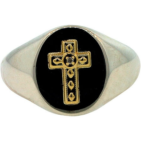 Men's Diamond Accent 10kt Gold over Sterling Silver Cross Ring, Size 10