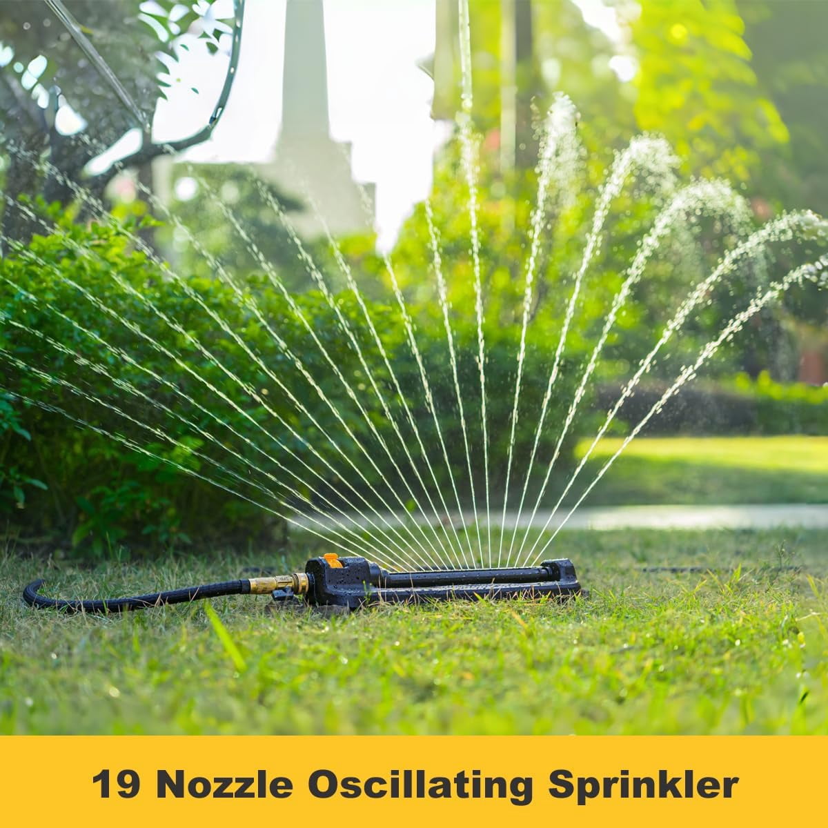 FANHAO Oscillating Sprinkler for Yard,  Covers up to 3,600 sq. ft., Durable Lawn Sprinkler with 19 Precision Nozzles