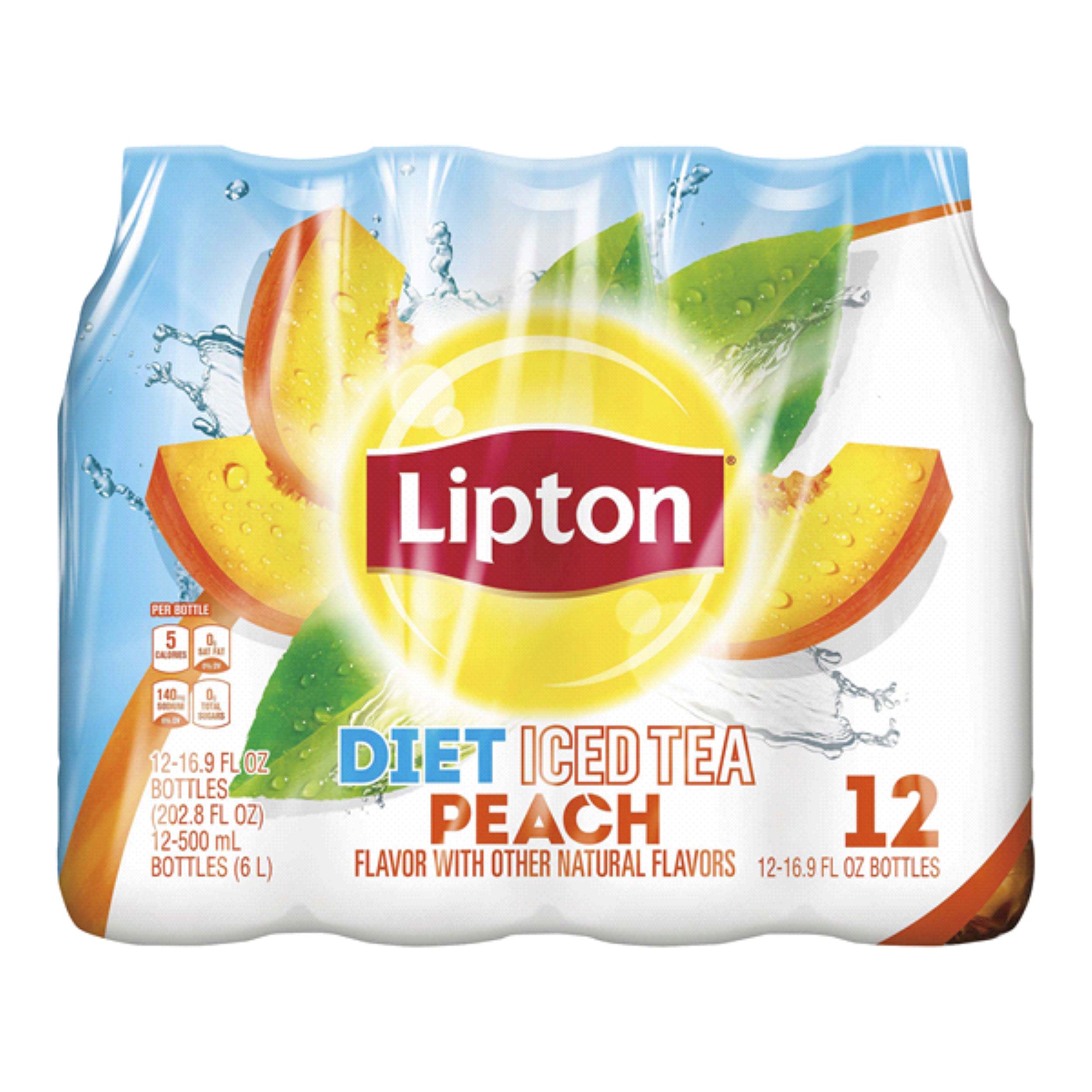 Lipton Diet Peach Iced Tea 16.9oz Bottles, Quantity of 12
