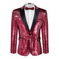 thumbnail image 3 of COOFANDY Men's Sequin Dress Coat Shiny Slim Fit Blazer Luxury Big and Tall Tux, 3 of 10