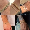 thumbnail image 4 of 5 Pcs Stainless Steel Mens Chain Bracelet - Sturdy Curb Width Silver Rope Figaro Snake Cuban Link Chain Bracelet Set Stack Chain Bracelet for Men Women 6.5/7.5/8.3/9 Inches, 4 of 6