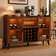 thumbnail image 1 of Gabinete Bar para Vinos con Botellero y Portacopas, Barra de Café con Luz LED y Puertas de Vidrio, 120 x 40 x 90 cm, Rojo Marrón, 1 of 13