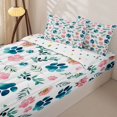 thumbnail image 3 of Homewish Cartoon Dog Paws Zipper Full Size Comforter Sets with Fitted Sheet and 2 Pillowcases,Cute Floral Plant Zipper Bedding Set,Pink Green,Polkadot Reversible,4pcs, 3 of 8