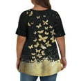 thumbnail image 7 of IYYVV Plus Size Womens Tops Dressy Short Sleeve Work Shirts Vneck Tunic Butterfly Graphic T Shirt Summer Clothes Fall Fashion 2024 Black 2XL, 7 of 7