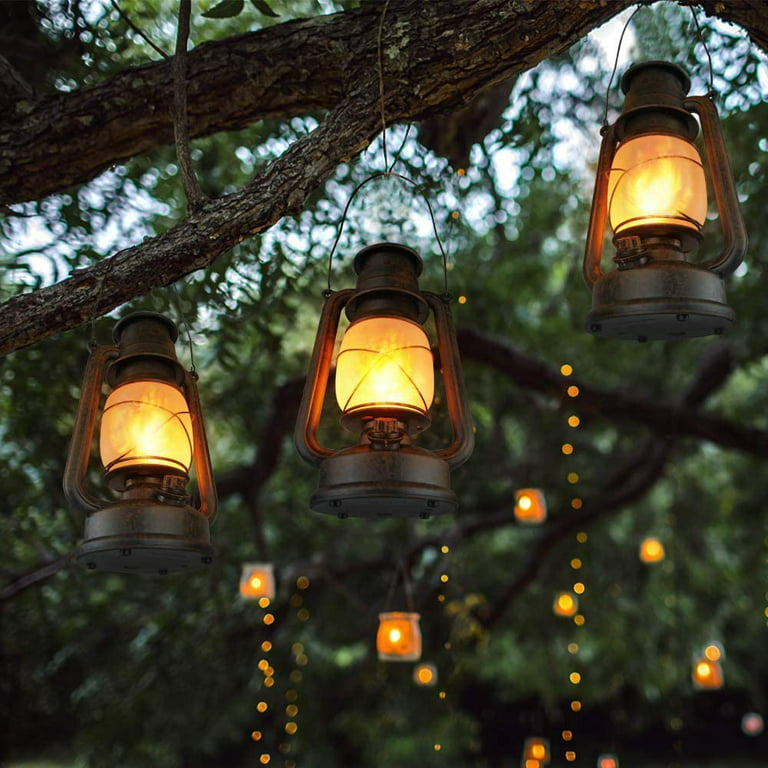 Hanging Lanterns, Garden Landscape, Retro, Past, Battery Operated, LED  Shimmering Light, Portable, Vintage.