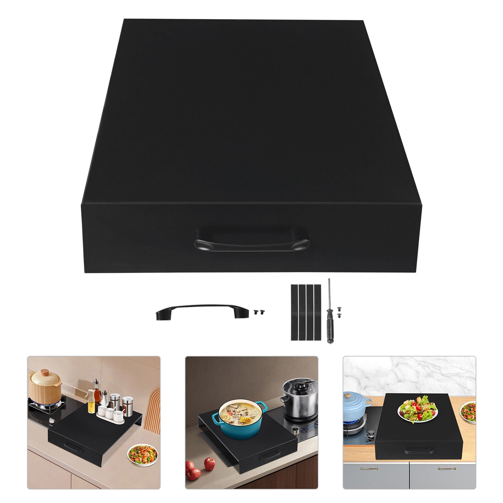 54*37*9cm Stove Top Cover,Noodle Board W/ Handle Black for Kitchen Restaurant RV