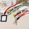 thumbnail image 4 of 1Set Heavy Duty Paracord Keychain Lanyard, Adjustable Necklace Whistles Lanyard Braided Wrist Strap with Spring Ring for ID Card Badge Holder Keys, Black White/Orange, 4 of 6