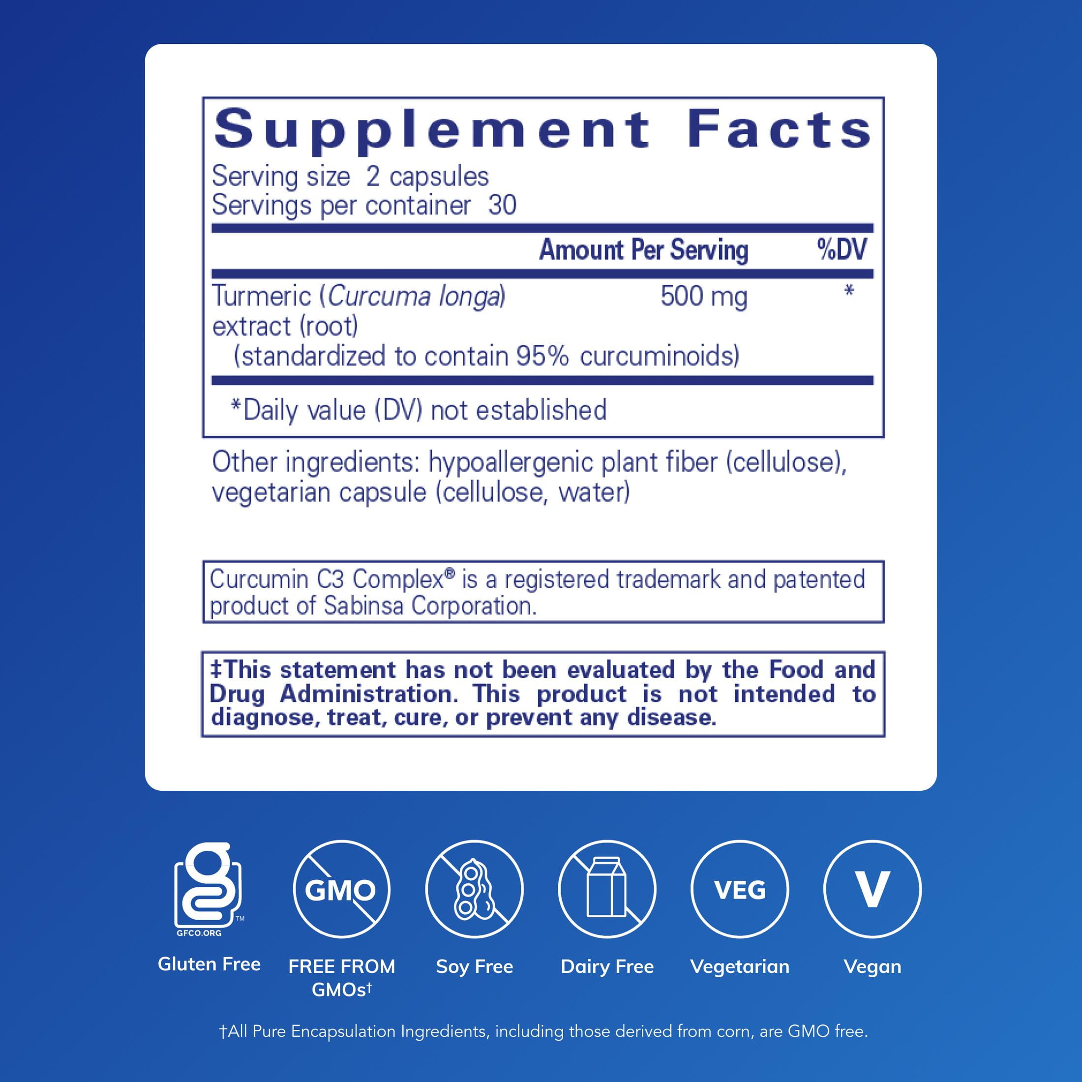 Pure Encapsulations Curcumin - 500 mg - Supports Joint Health & Liver Health* - Curcuma Longa Capsule - Non-GMO & Vegan - 60 Capsules