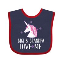 Inktastic Gigi and Grandpa Love Me Unicorn Grandchild Girls Baby Bib